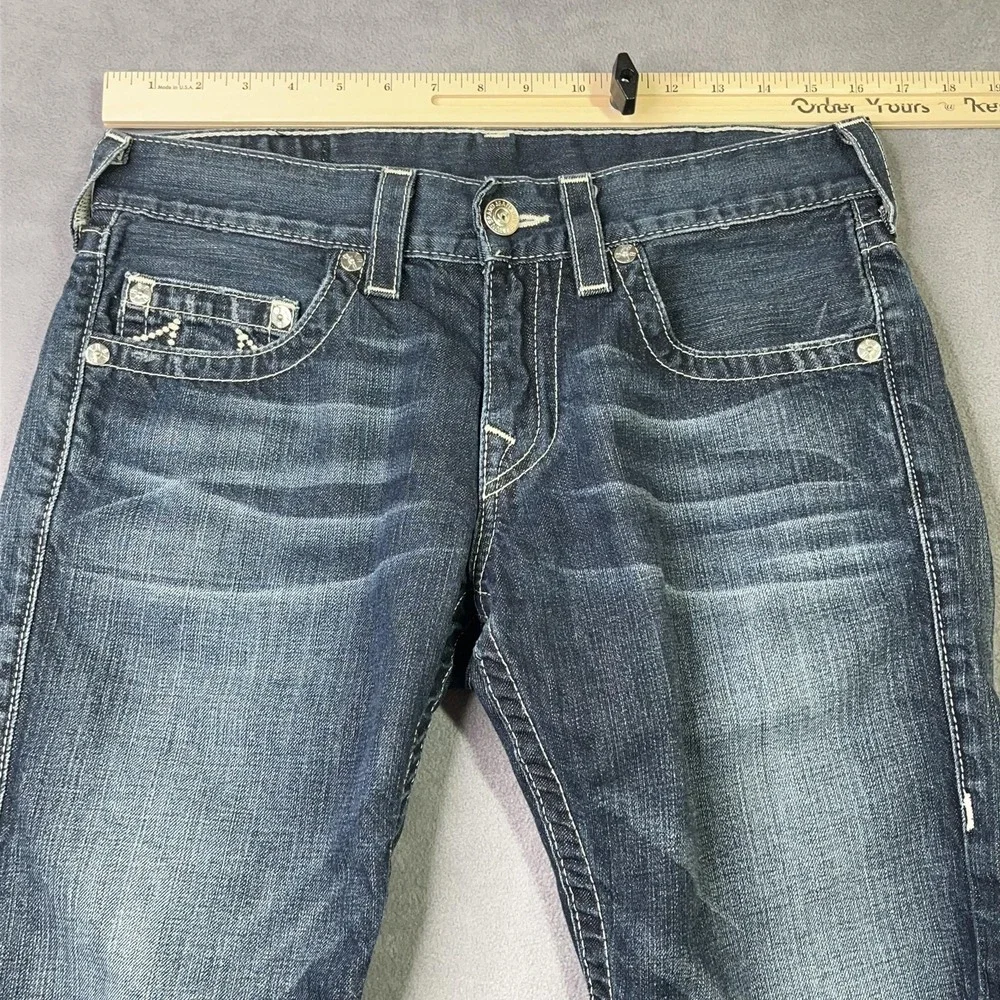 True Religion Straight Cutoff Shorts Mens 30‎ Dark Wash Made in USA MDE800SDP3